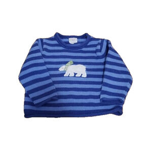 Talbots Kids Polar Bear Sweater Blue Striped Size 2